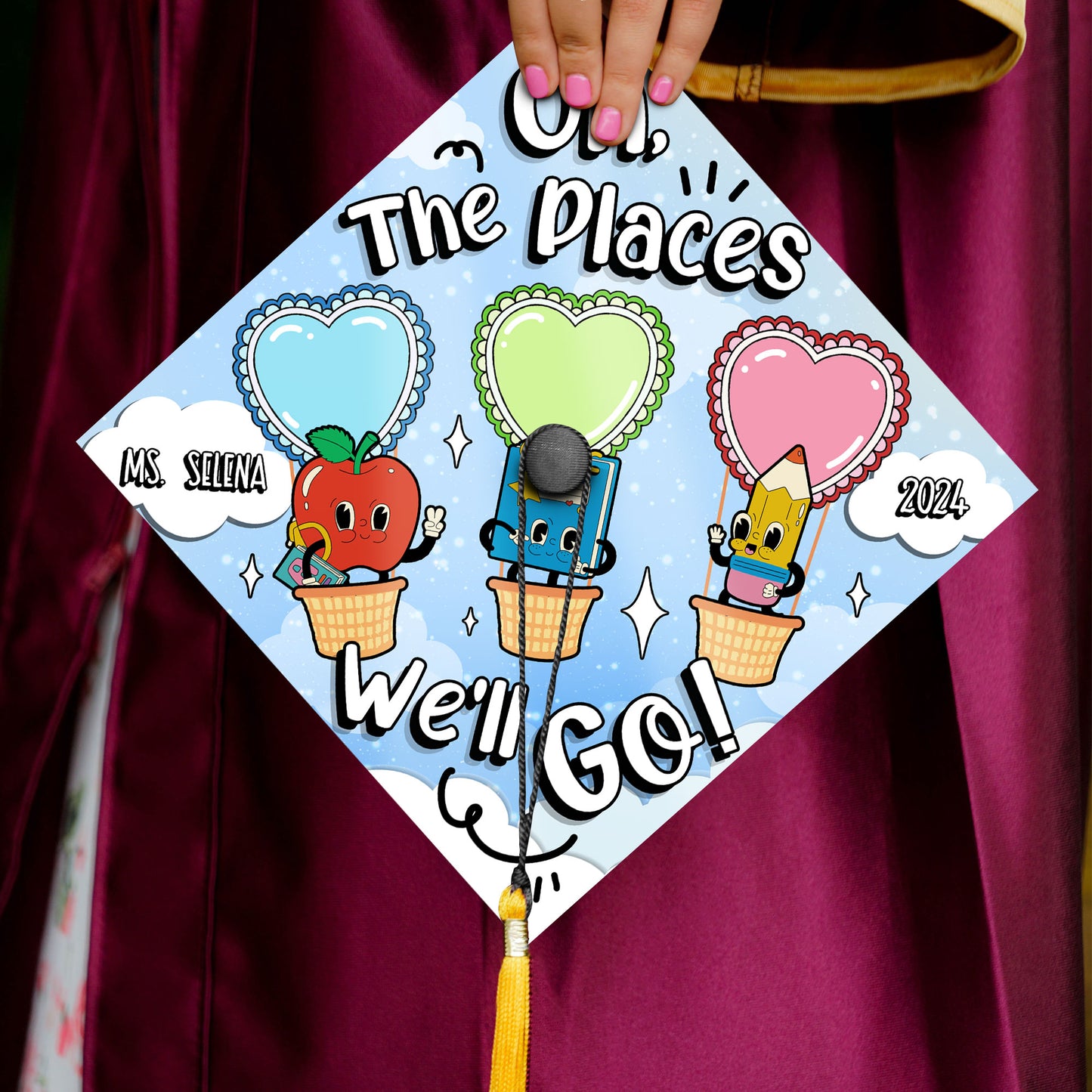 Kindergarten Teacher Graduation Cap Topper, Cute School Teacher Gift