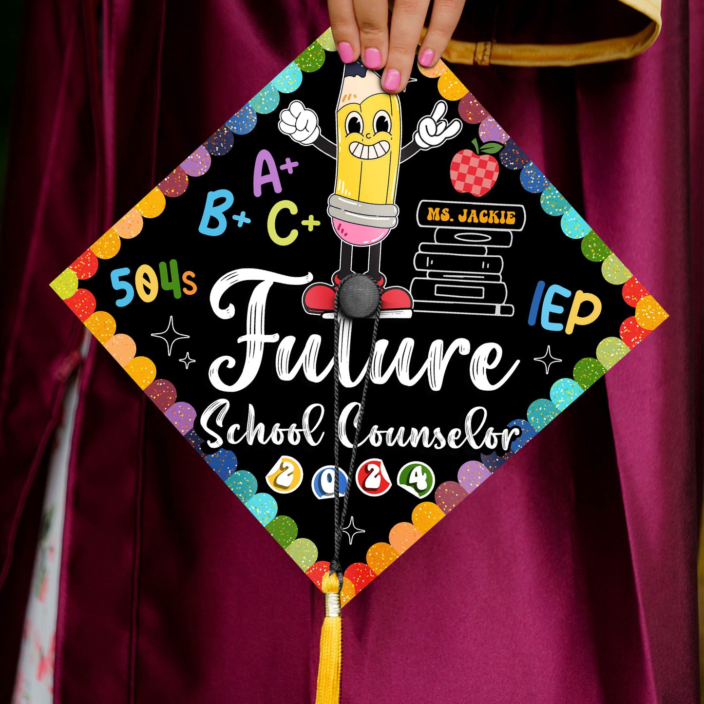 Future School Counselor Graduation Cap Topper, Cute School Teacher Gift