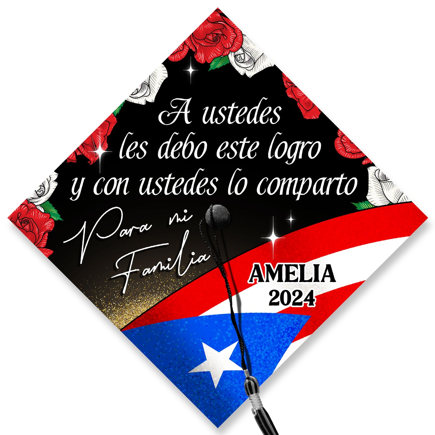 Personalized Puerto Rico Grad Cap Topper Para mi Familia, First Generation Mexico Cap Decoration