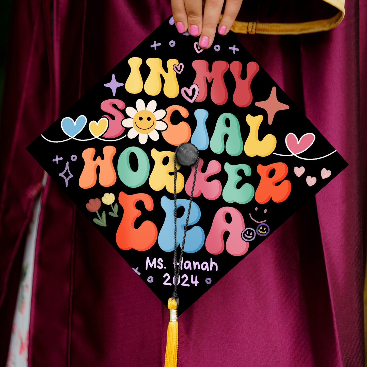 In My Social Worker Era Graduation Cap Topper, BSW School Graduation, Social Work Grad Cap Topper