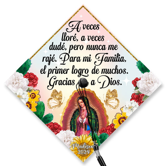 Gracias a Dios Virgen Guadalupe Grad Cap Topper, Gifts for Mexican, Class of 2024 - SP11106PGMNTT