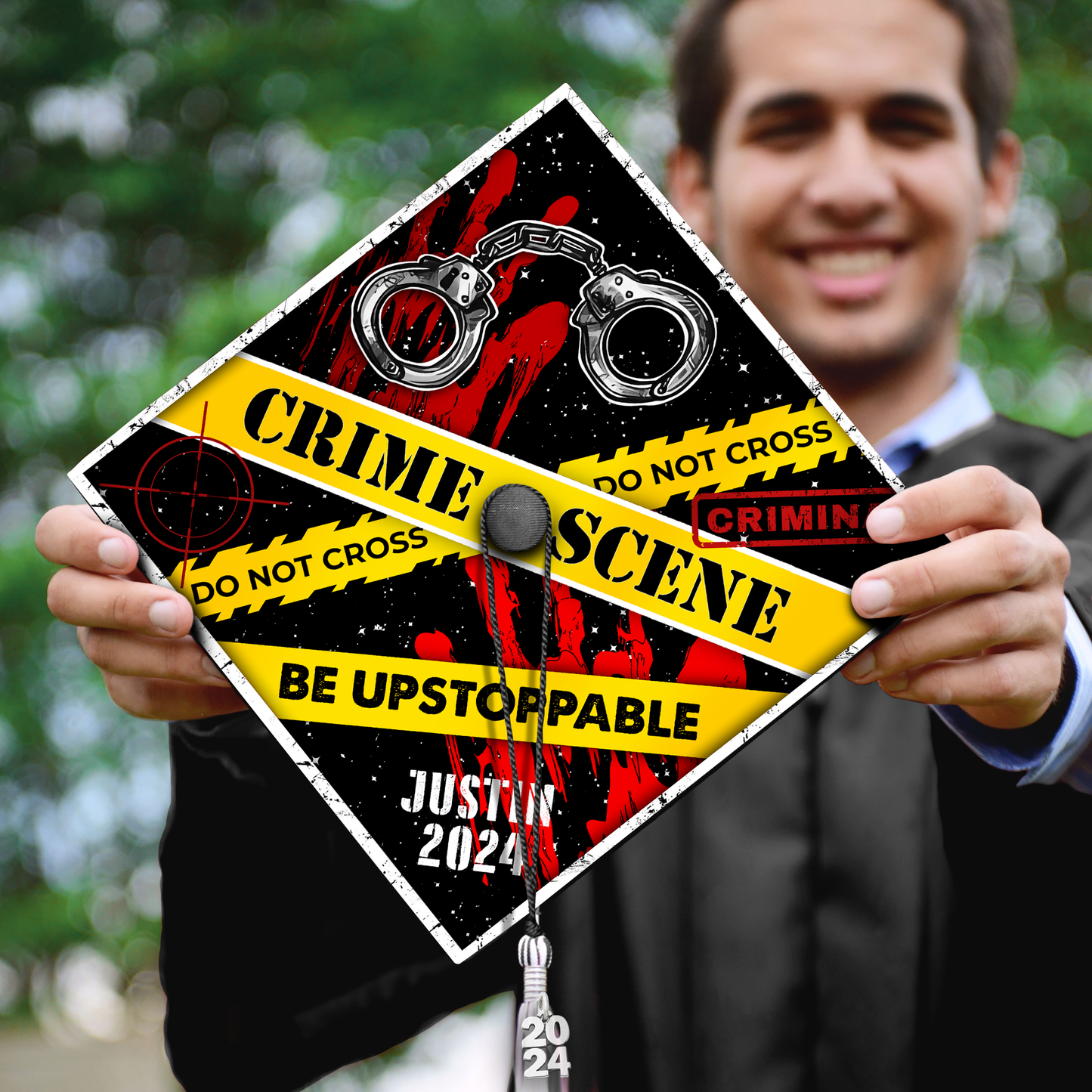 Personalized Crime Scene Grad Cap, Future Police Officer Graduation Cap Topper