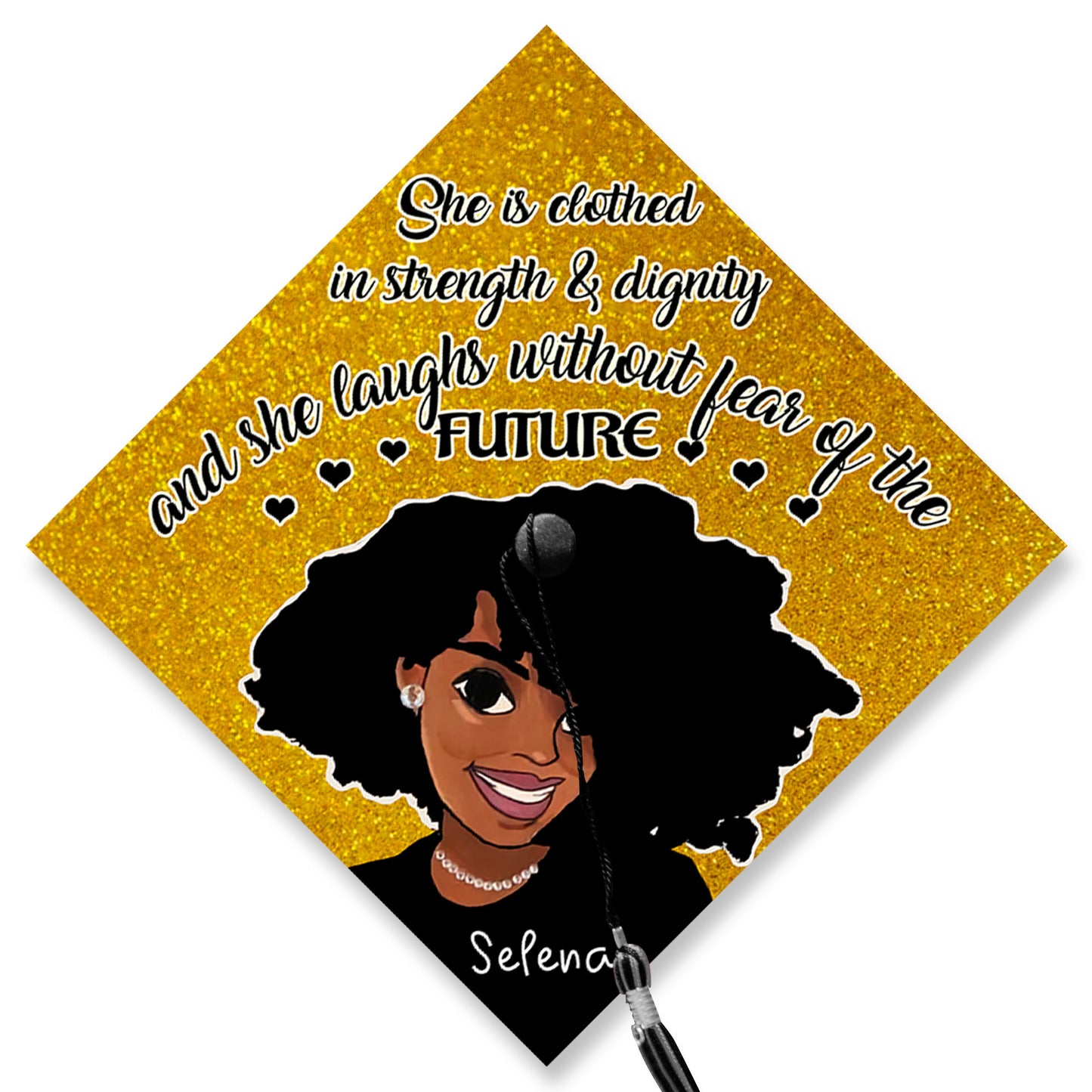 She Is Clothed In Strength And Dignity Printed Graduation Cap Topper, Black Queen Grad Cap, Motivated Graduation Decoration, Class of 2024