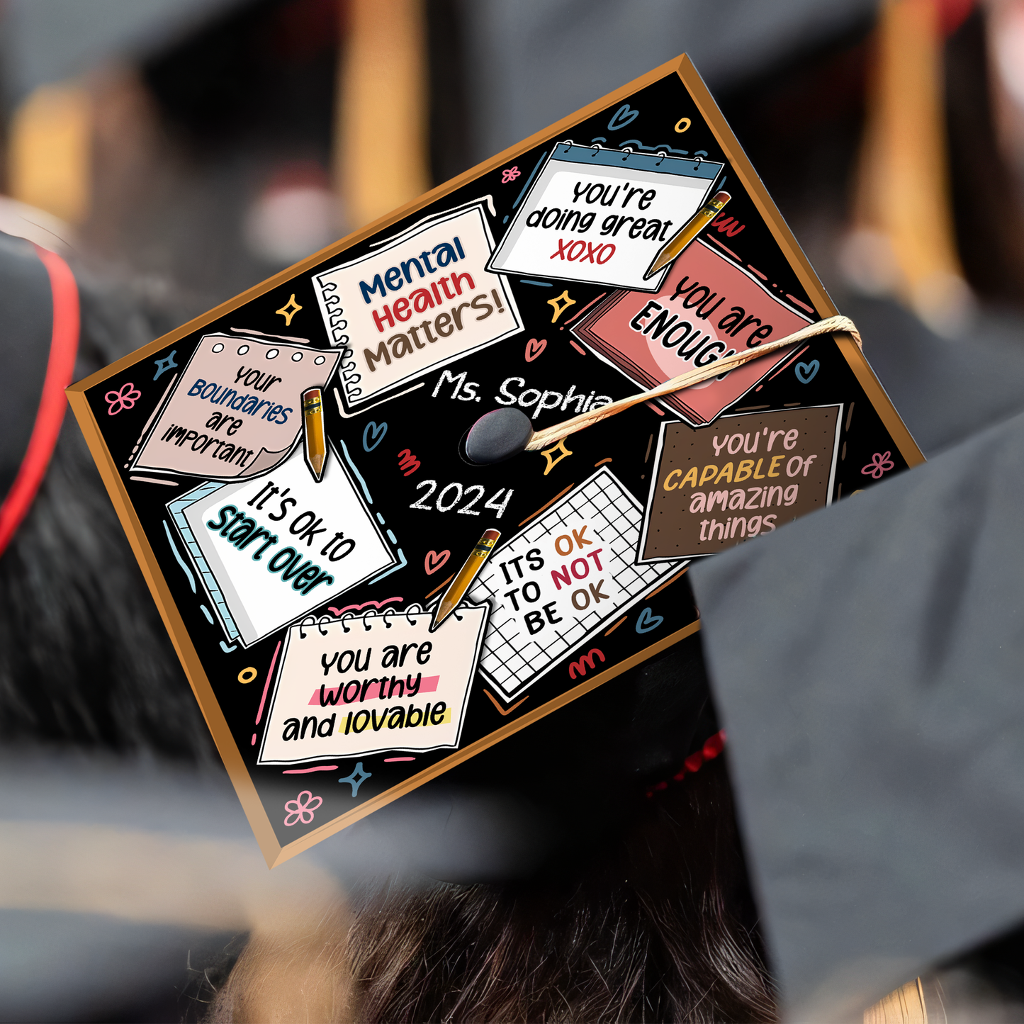 Personalized School Counselor Grad Cap Topper, Teacher Graduation Gifts