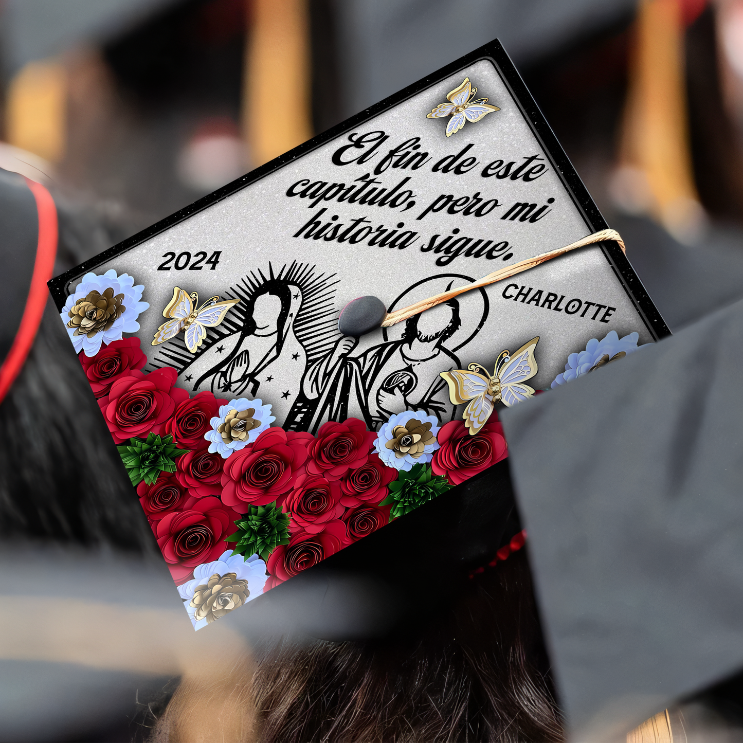 Personalized El fin de este capítulo Grad Cap Topper, Custom Latin Cap Decoration For High School - SP11105PGMNQN