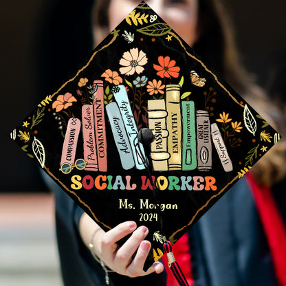 Custom Social Worker Graduation Cap Topper, MSW Graduation Gift, Class of 2024