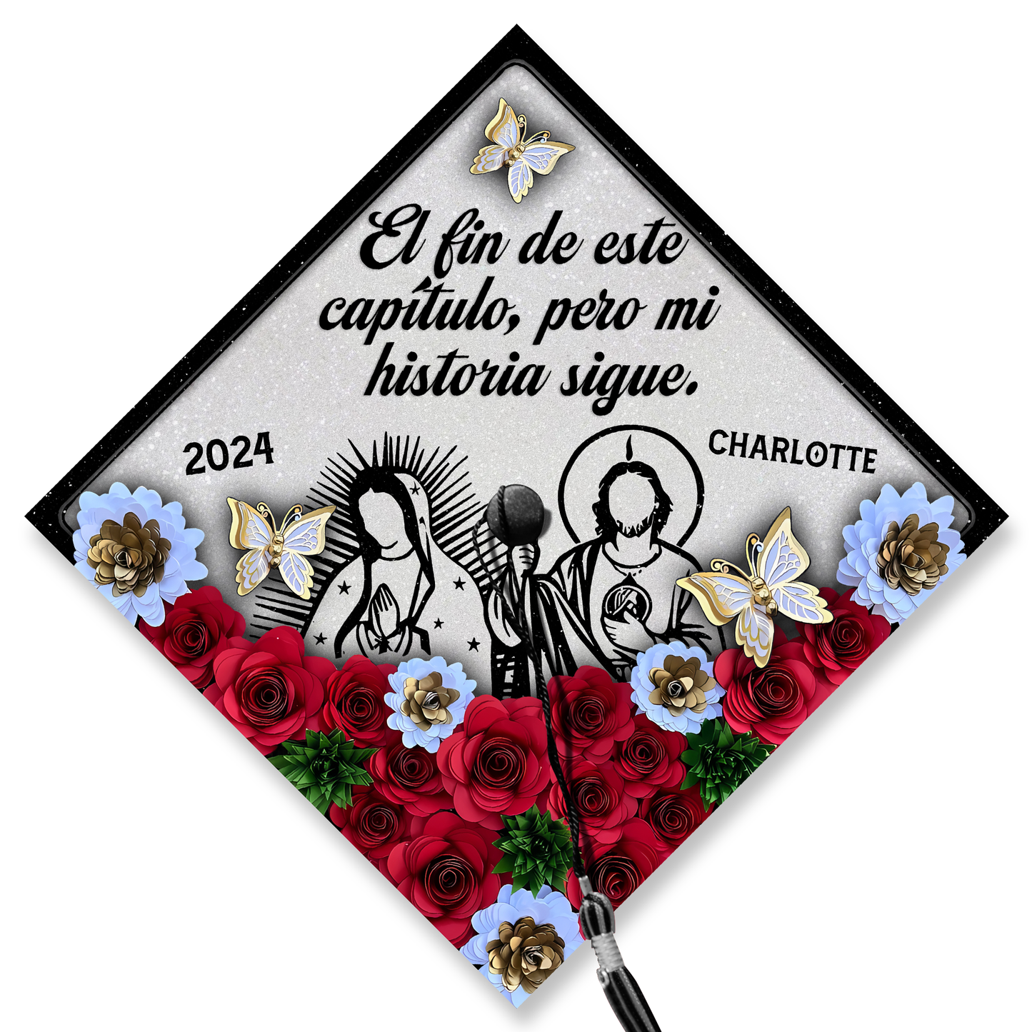 Personalized El fin de este capítulo Grad Cap Topper, Custom Latin Cap Decoration For High School - SP11105PGMNQN