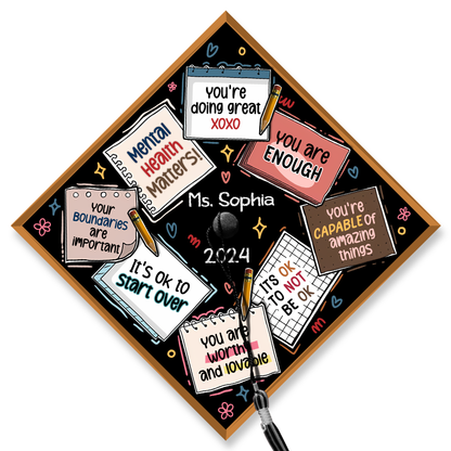 Personalized School Counselor Grad Cap Topper, Teacher Graduation Gifts