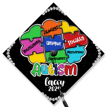 Personalized Autism Awareness Graduation Cap Topper - SP11176PGMAQN