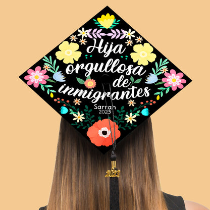 Personalized Mexican Graduation Cap Topper, Latina Grad Cap Topper, Spanish Graduation Decoration for Class of 2024