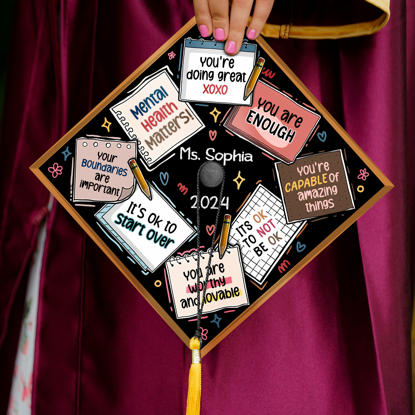 Personalized School Counselor Grad Cap Topper, Teacher Graduation Gifts