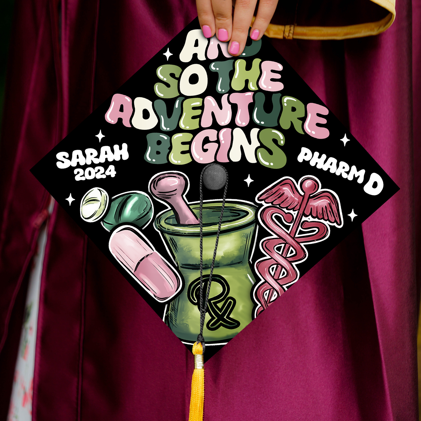 And So The Adventure Begins Graduation Cap, Pharmacy Graduation Gifts, Class Of 2024