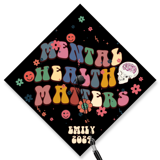 Personalized Mental Health Matters Graduation Cap Topper, Gifts for New Nurse