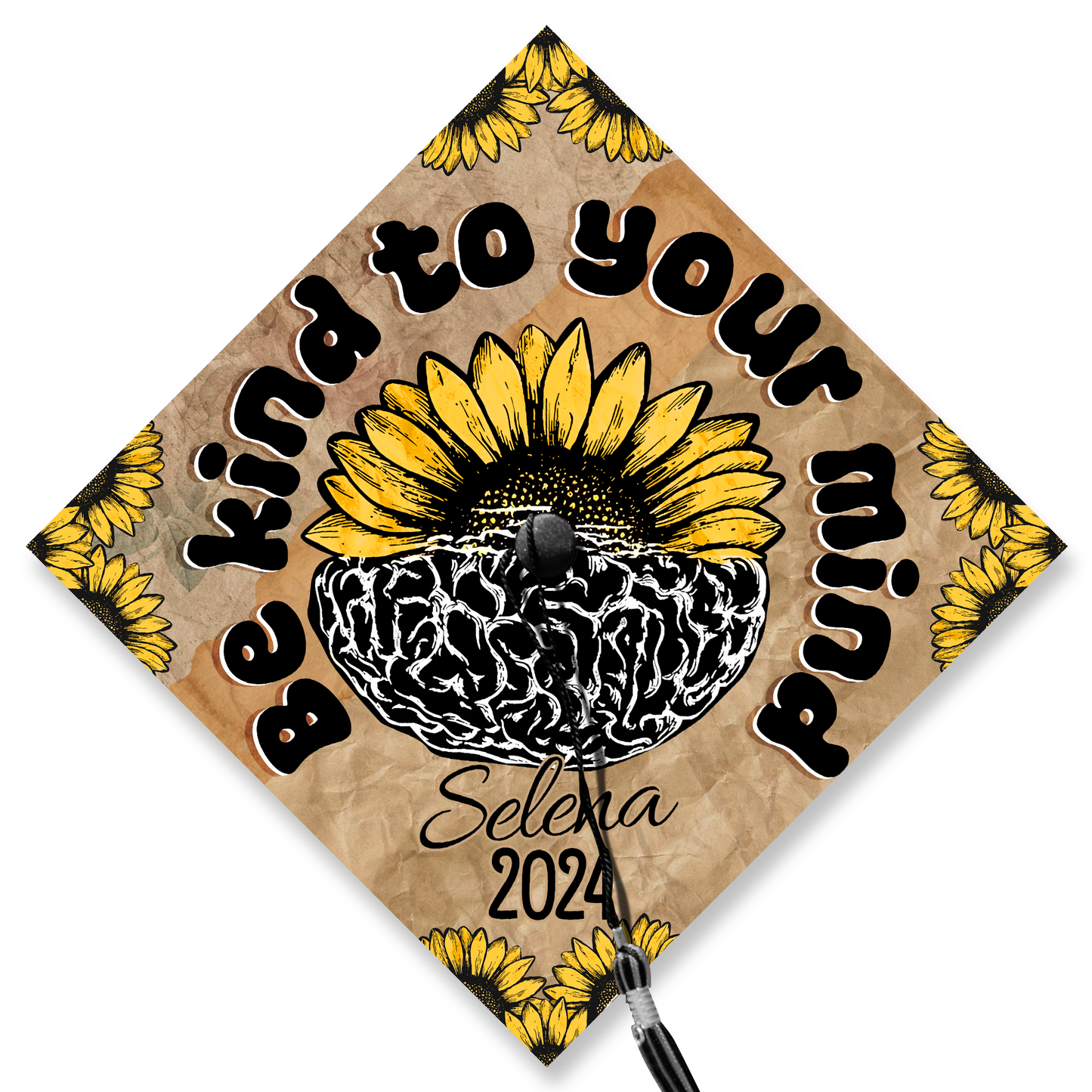 Be Kind To Your Mind Graduation Cap Topper, Customized Psychology Cap Decoration - SP10861PGCHQN