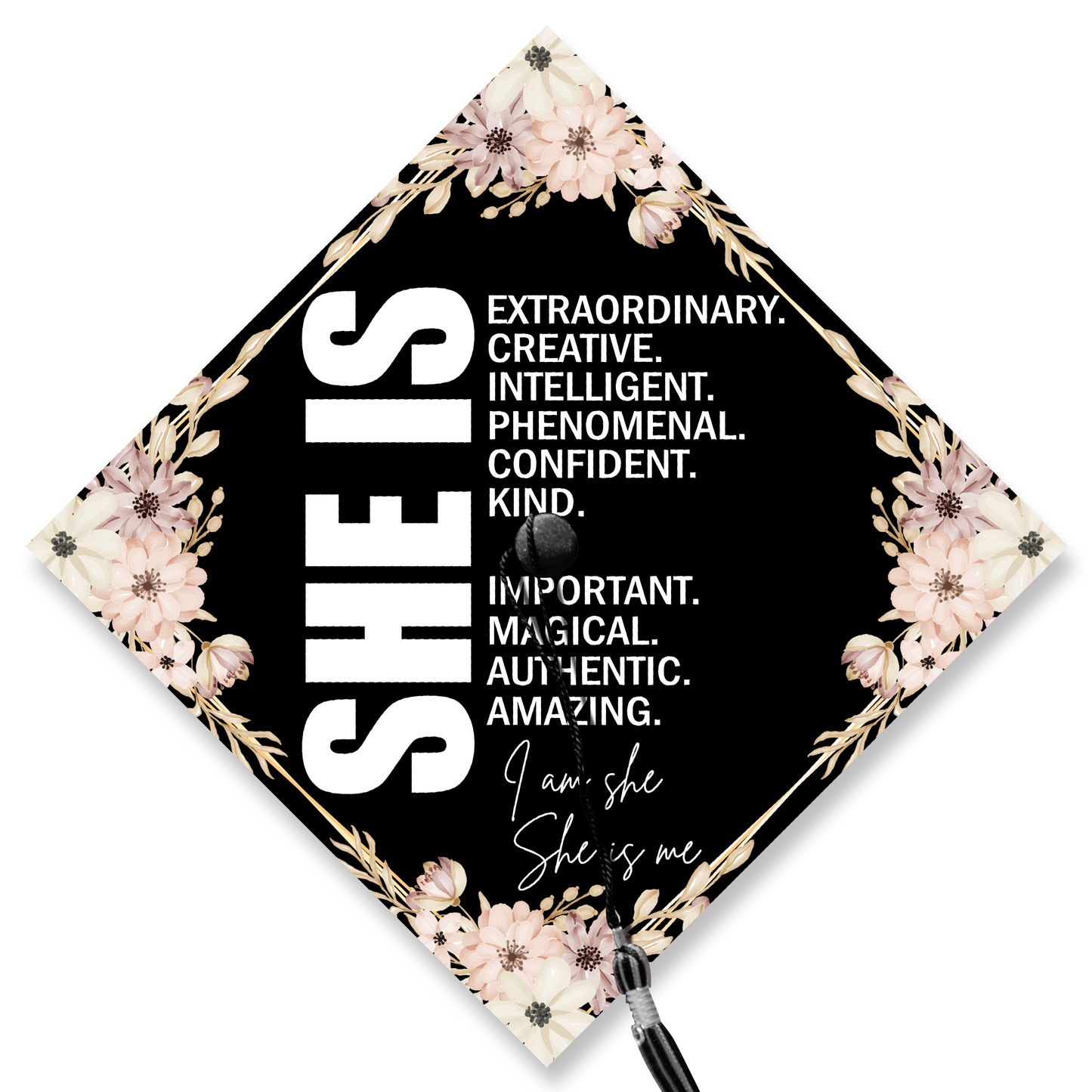 I Am She, She Is Me Graduation Cap Topper, Black Queen Grad Cap Topper, Class of 2024