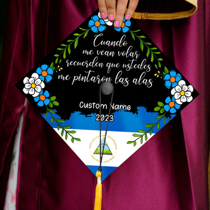 Personalized Nicaragua Graduation Cap Topper, Latin Grad Cap To Honor Your Hard Work, Class Of 2024