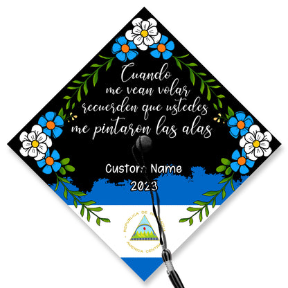 Personalized Nicaragua Graduation Cap Topper, Latin Grad Cap To Honor Your Hard Work, Class Of 2024