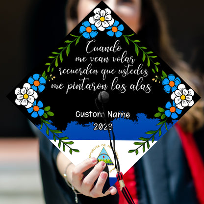 Personalized Nicaragua Graduation Cap Topper, Latin Grad Cap To Honor Your Hard Work, Class Of 2024