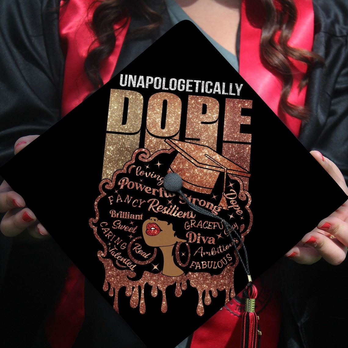 Unapologetically Dope Black Girl Grad Cap Topper, Gifts For Black Queen, Class of 2024