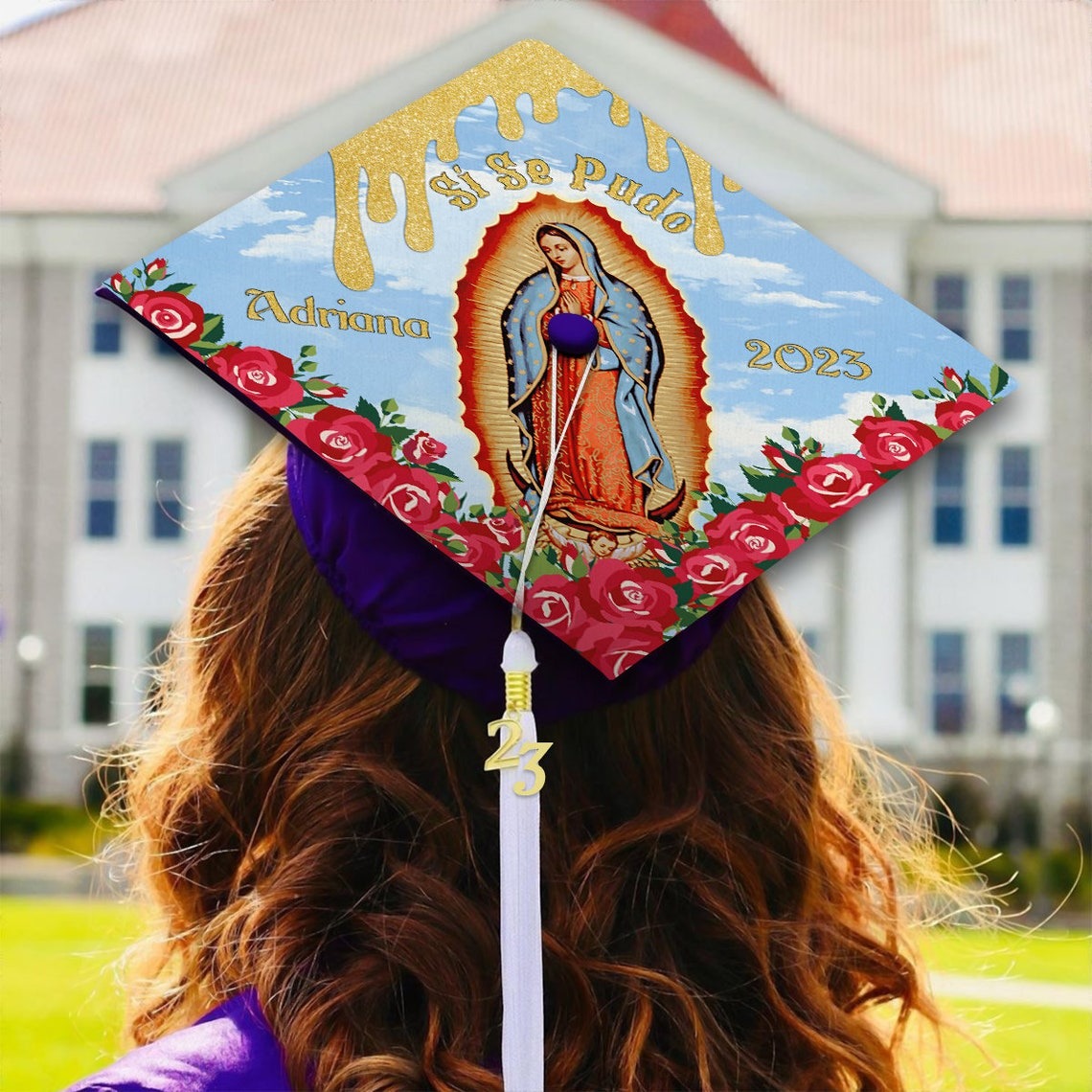 Sí Se Pudo Guadalupe Graduation Cap Decoration, Gifts for Latina, Class of 2024