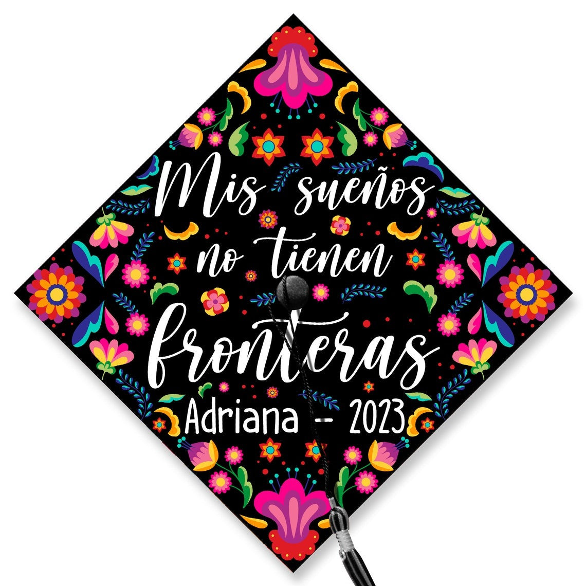 Mis Sueños No Tienen Fronteras Otomi Grad Cap Topper, Gifts for Mexican, Class of 2024 - SP10185