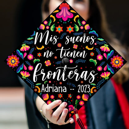 Mis Sueños No Tienen Fronteras Otomi Grad Cap Topper, Gifts for Mexican, Class of 2024 - SP10185