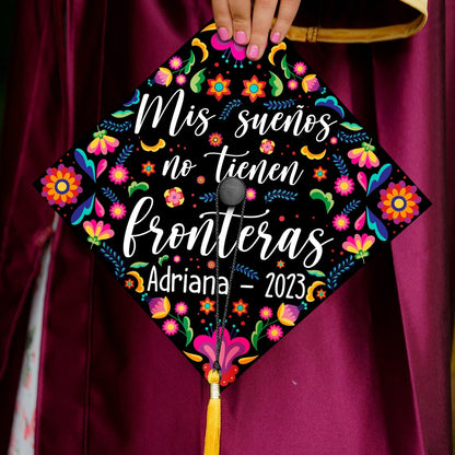 Mis Sueños No Tienen Fronteras Otomi Grad Cap Topper, Gifts for Mexican, Class of 2024 - SP10185