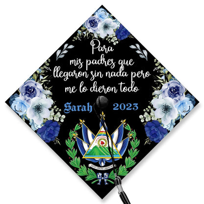 Customized El Salvador Graduation Cap Decoration, Gifts for Latina, Class of 2024