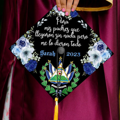 Customized El Salvador Graduation Cap Decoration, Gifts for Latina, Class of 2024