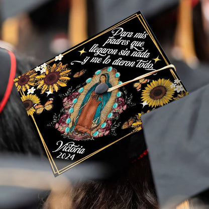 Personalized Mis Padres Virgen Guadalupe Grad Cap Topper, Gifts for Latina, Class of 2024 - SP10799PGMNTT