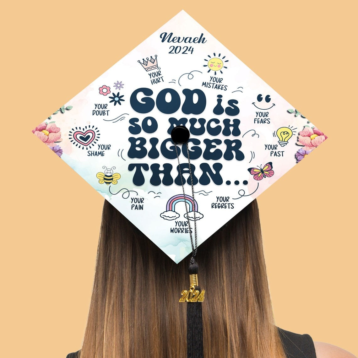 God Is So Much Bigger Than Graduation Cap Topper, Gifts for Christian, Class of 2024