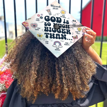 God Is So Much Bigger Than Graduation Cap Topper, Gifts for Christian, Class of 2024