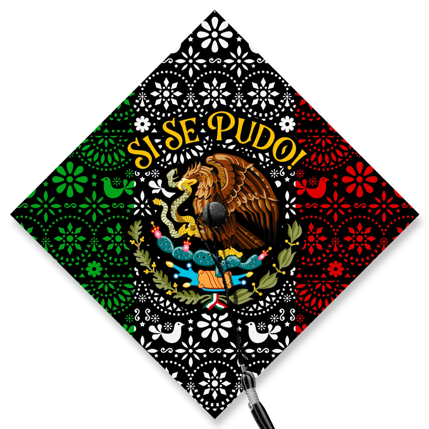 Si Se Pudo Mexican Flag Graduation Printed Grad Cap Topper, Gift for Hispanic, Class of 2024